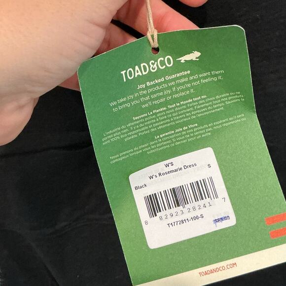 Toad & Co Womens Rosemarie Dress Size Small Camping Outdoor Organic Black NEW - Picture 7 of 9